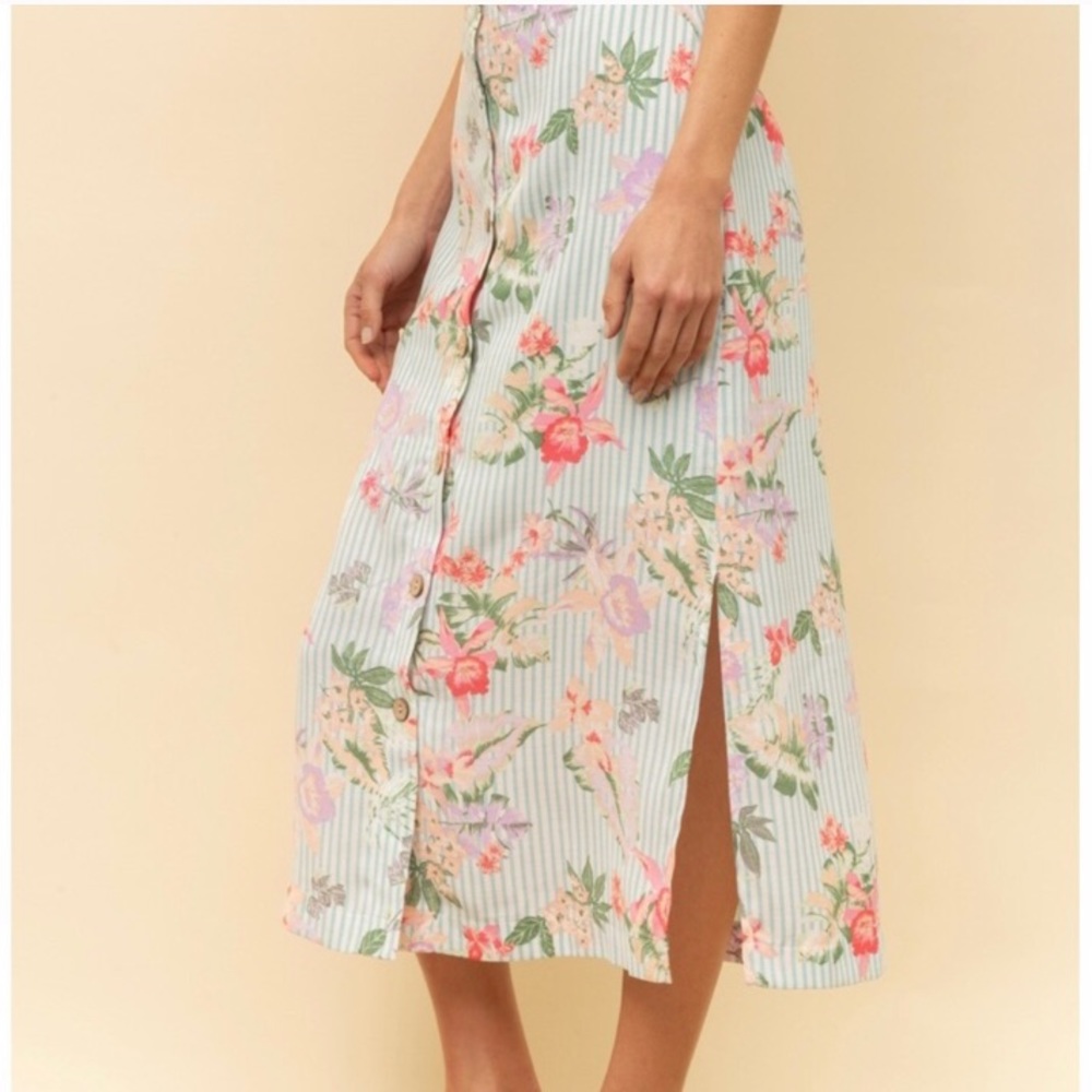 Anthropologie Floral Striped Midi Skirt - Multicolor - Picture 2 of 4